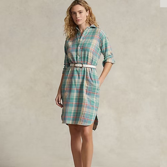 Polo Ralph Lauren Dresses & Skirts - Polo by Ralph Lauren Plaid Shirt Dress - Green and Pink